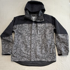 HUK Sz L Mens Wind/Waterproof Hooded Shell Jacket Camo Fishing